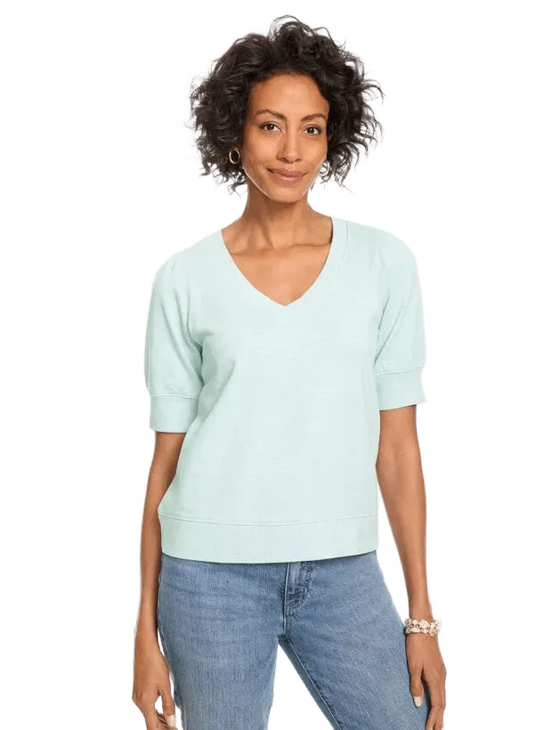 Short Sleeve V-Neck Sweatshirt
