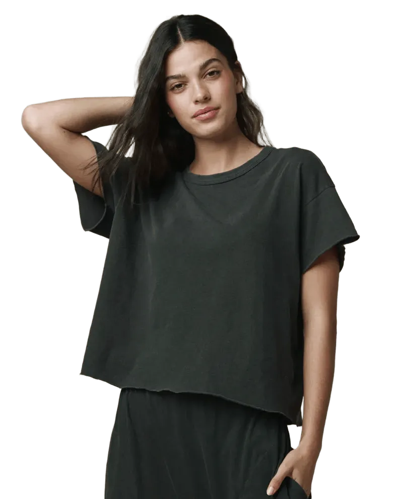 The Crop Tee. Solid -- Washed Black