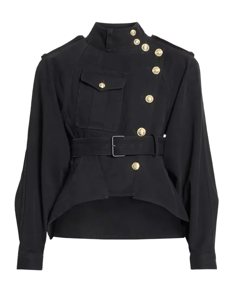 Belted Fitted Denim Pilot Jacket