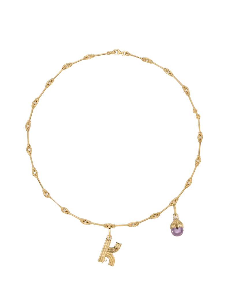 Name Drop Diamond and Gemstone Charm Necklace