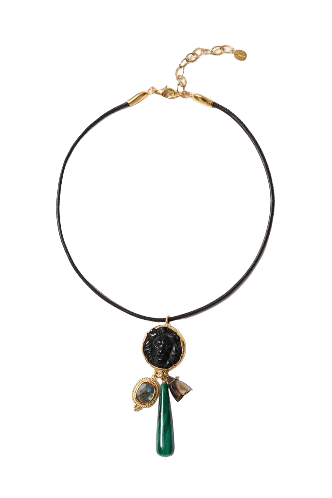 Leon Cord Necklace Black Obsidian