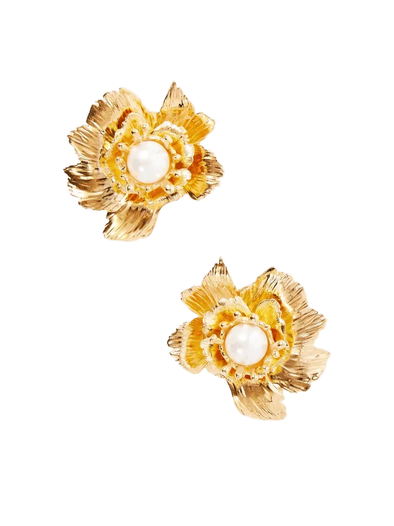 Wild Poppy embellished gold-tone earrings