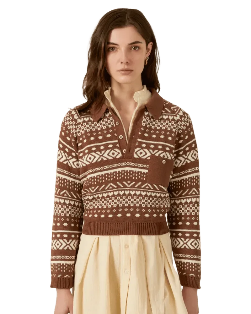 Liza Mocha Fair Isle Top