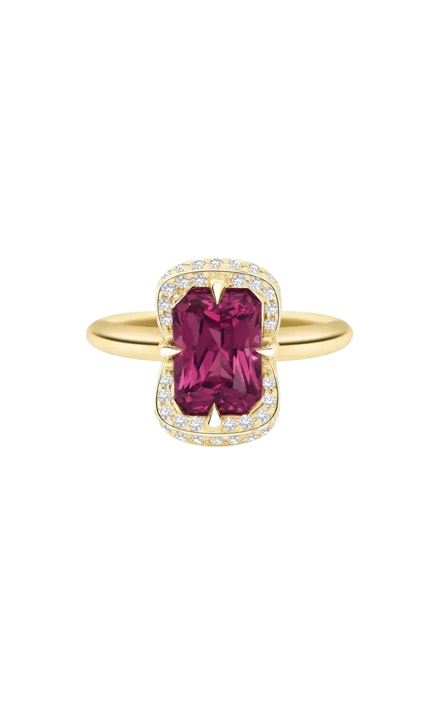 18K Yellow Gold Rhodolite Radiant Aurora Ring