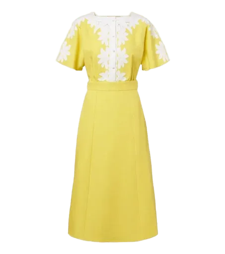 Embroidered linen midi dress