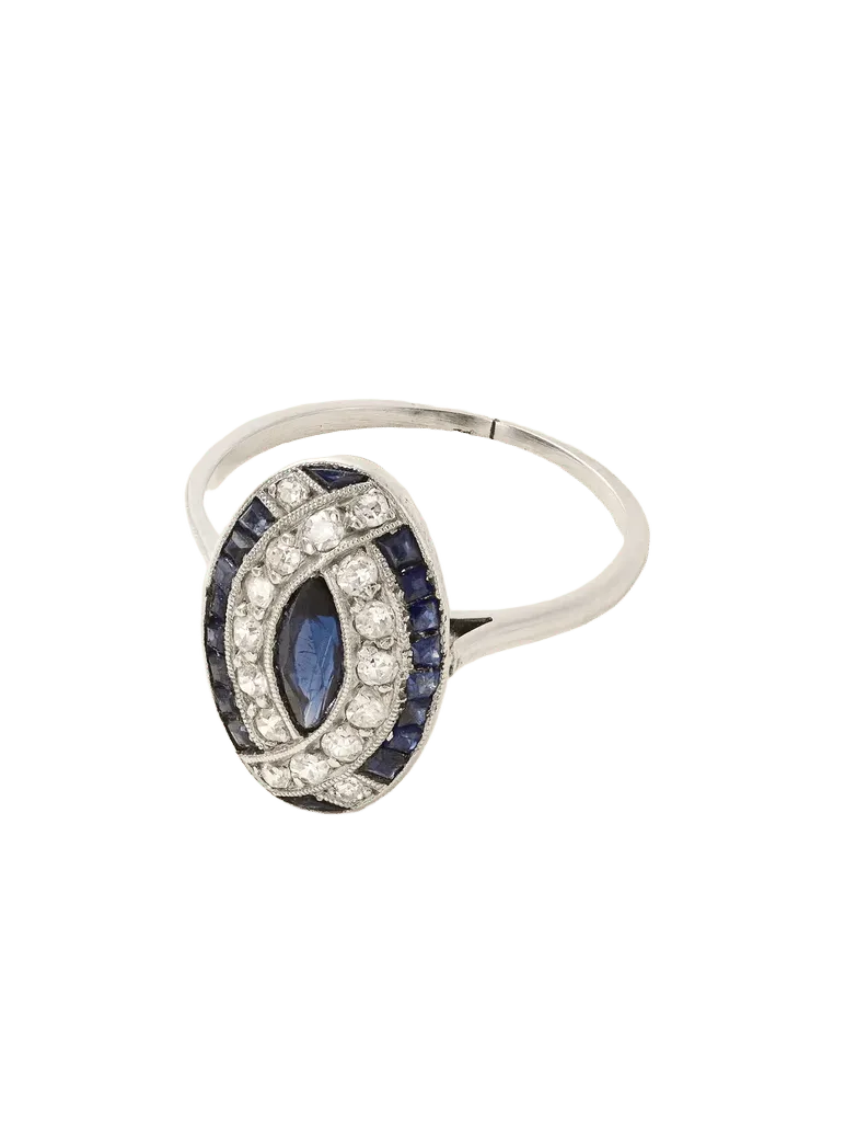 Vintage 1920s platinum, sapphire and diamond ring - gold - One Size
