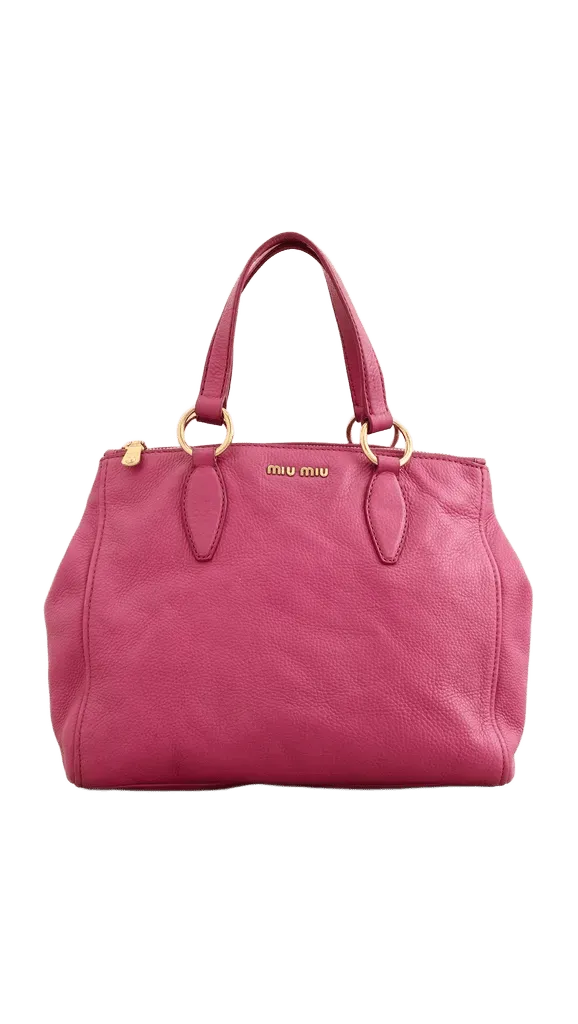 Miu Miu Pink Leather Convertible Tote Medium