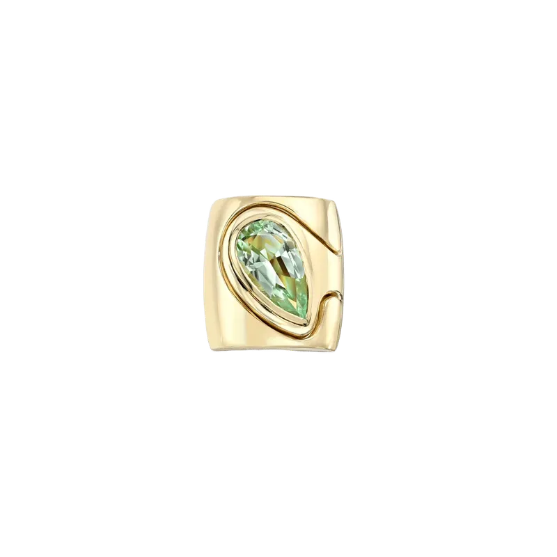 4.10ct Pear Mint Tourmaline Impetus Interlocking Puzzle Ring