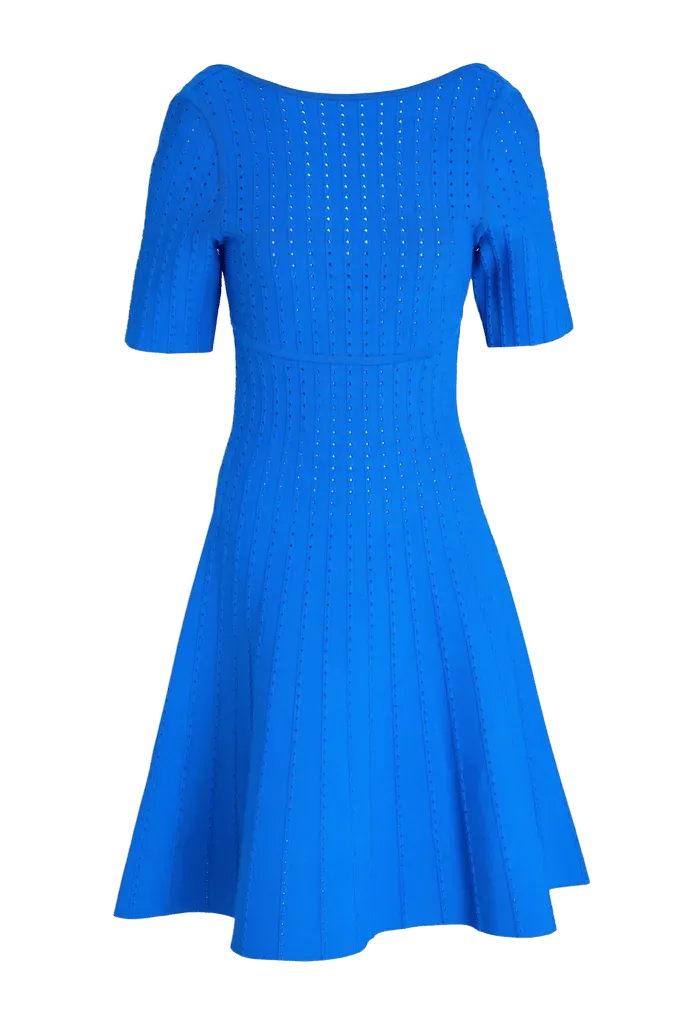Donna flared pointelle-knit dress