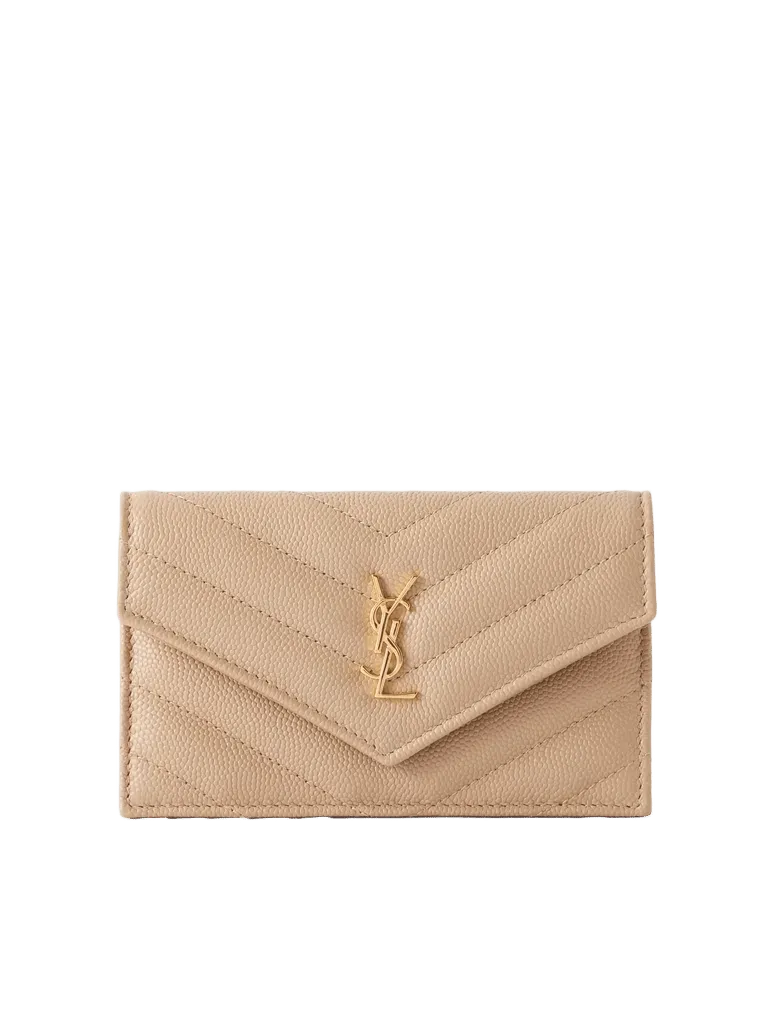 Cassandre Matelassé textured-leather cardholder - beige - One Size