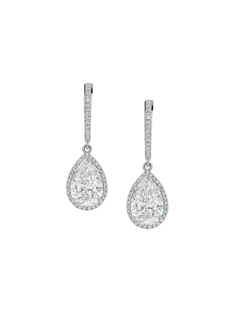 14K BRONWYN PEAR-CUT EARRINGS IN LAB DIAMOND, 14K WHITE GOLD