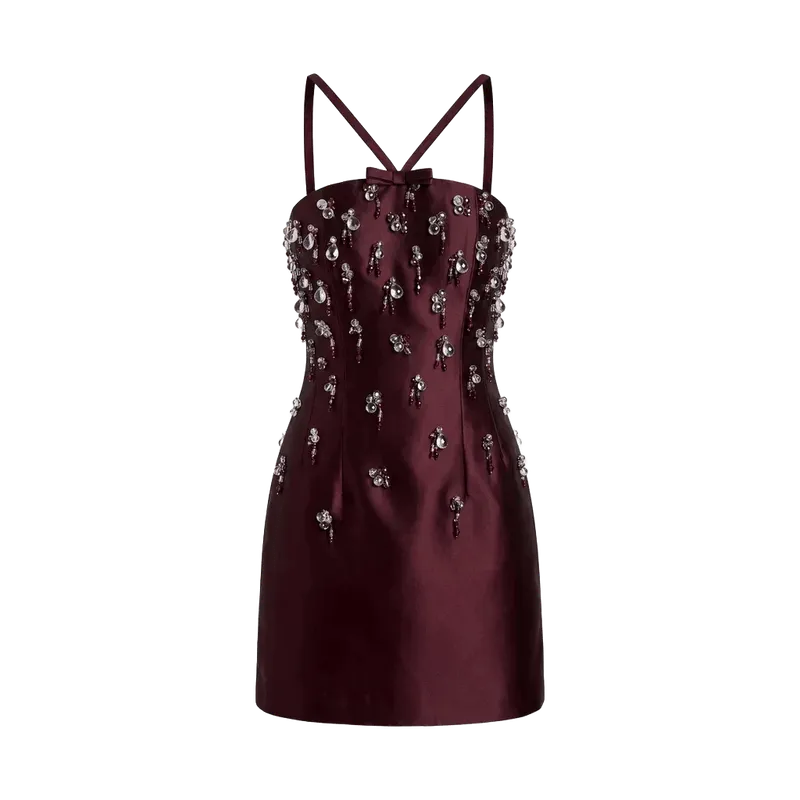 Sloane Dress in Wine Silk Wool