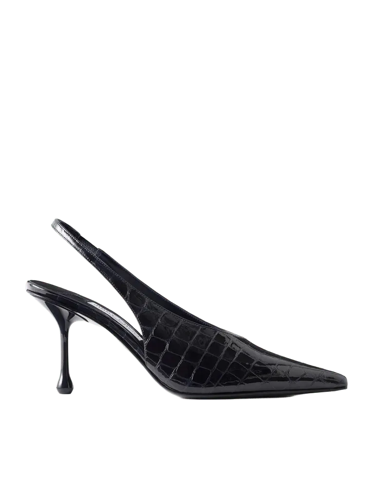 Isa 80 croc-effect leather slingback pumps