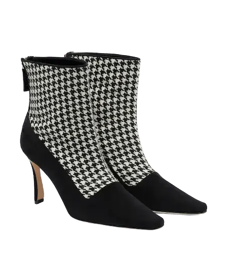Gosta houndstooth suede-trimmed ankle boots