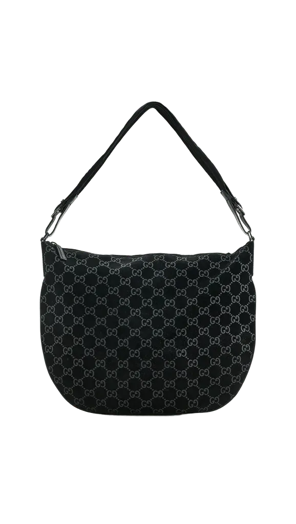 Gucci Black Suede Medium Hobo Bag