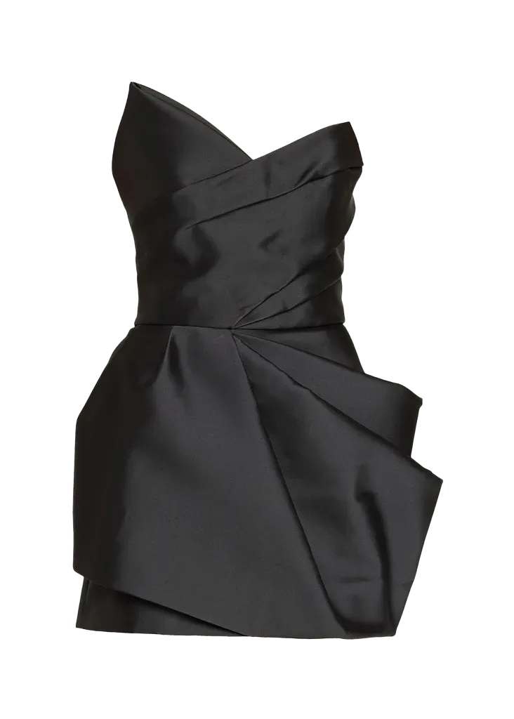 Monique Lhuillier Strapless Pleated Mikado Silk Mini Dress - Bergdorf Goodman