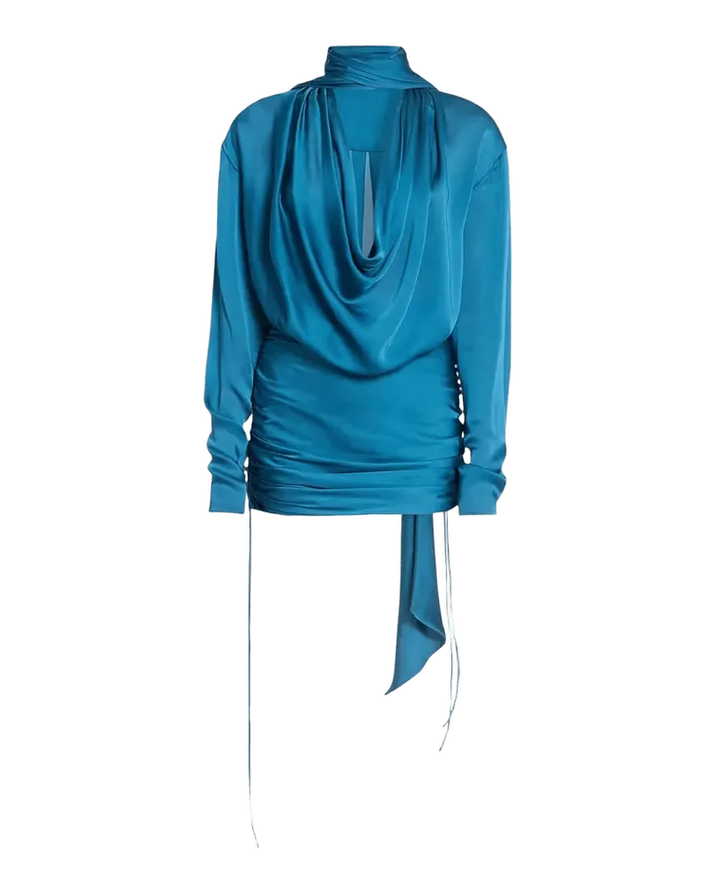 Draped Silk Charmeuse Mini Dress
