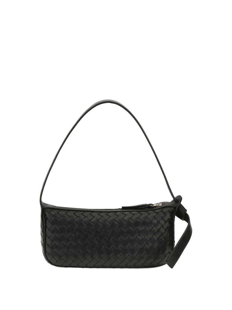 Bottega Veneta Intrecciato Shoulder Bag — Black