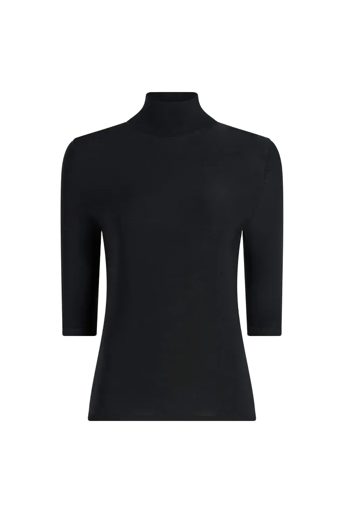 Finn Short Sleeve Turtleneck in Matte Viscose