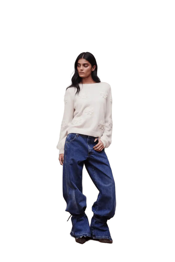 Cashmere Mischung Pullover in Weiß