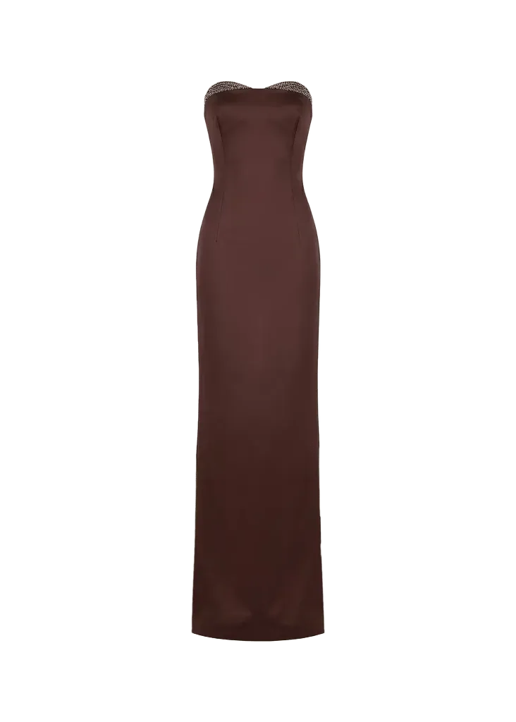 Noelie Strapless Crystal-Embellished Column Gown