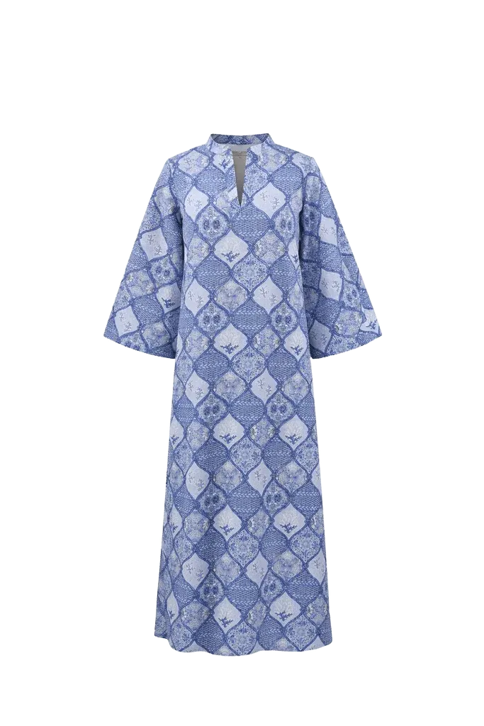 Blythe Caftan Sankaty Floral, Blue - White Multi