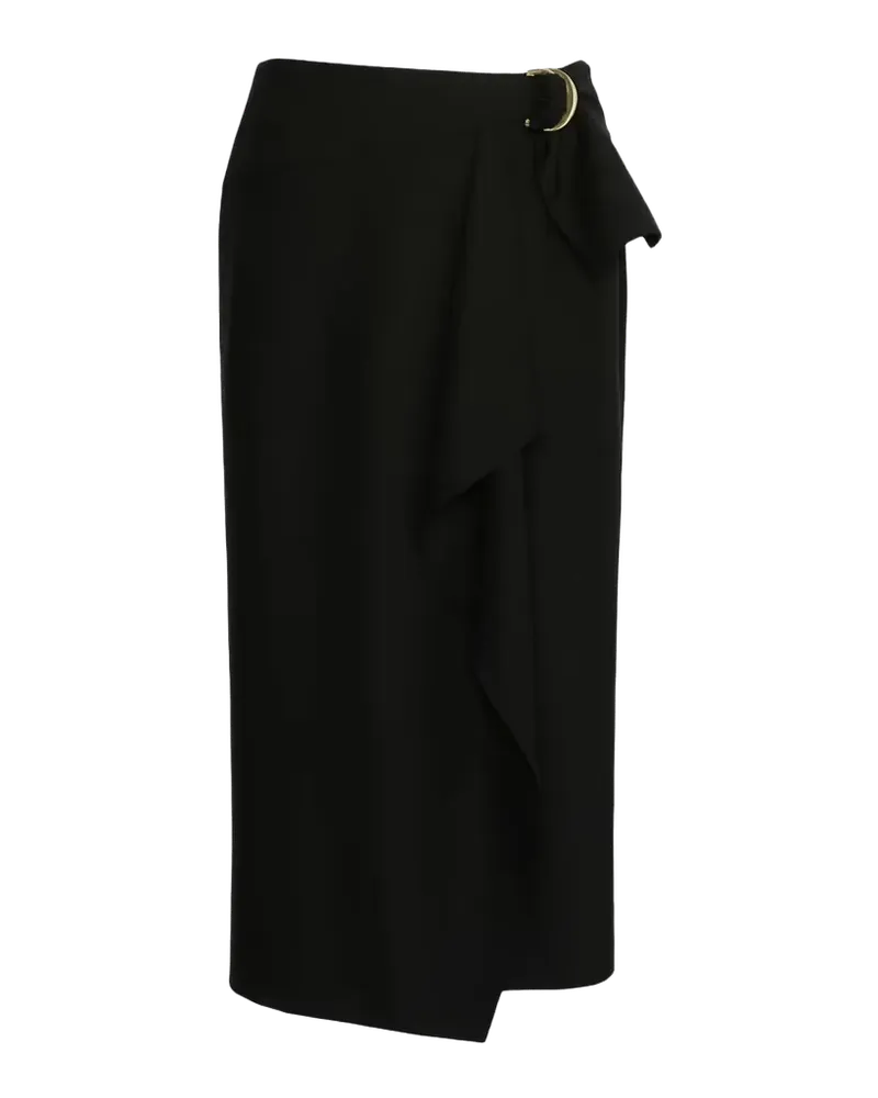 Draped Stretch Wool Midi Skirt