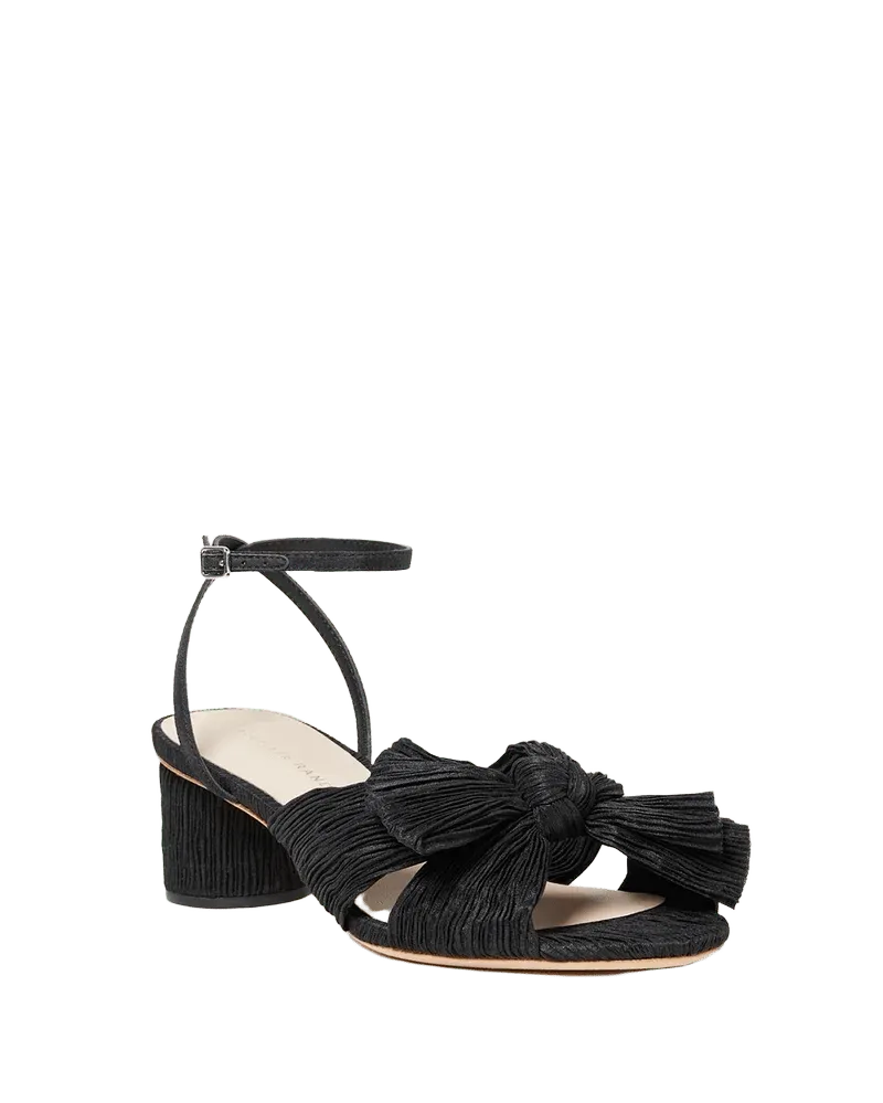 Dahlia Black Pleated Bow Heel