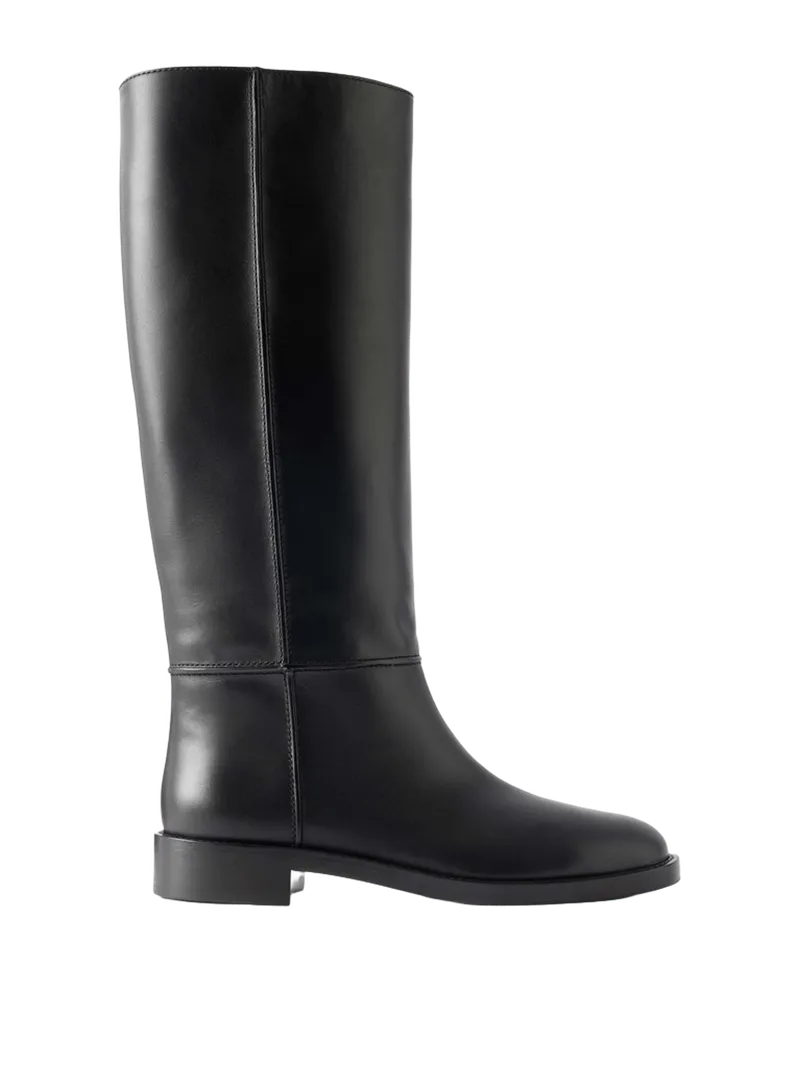 Riding leather knee-height boots