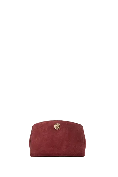 Pushlock Clutch Maroon Suede