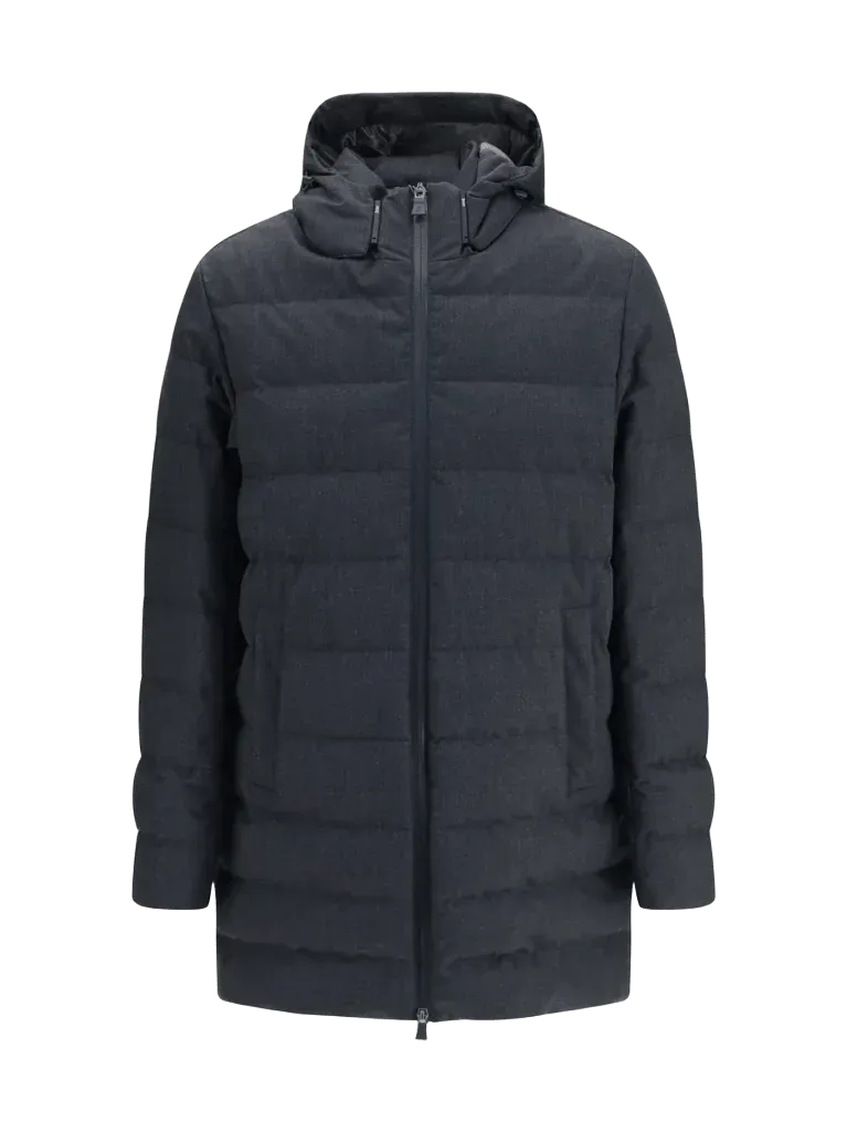 Herno Padded Hooded Down Jacket — Gray