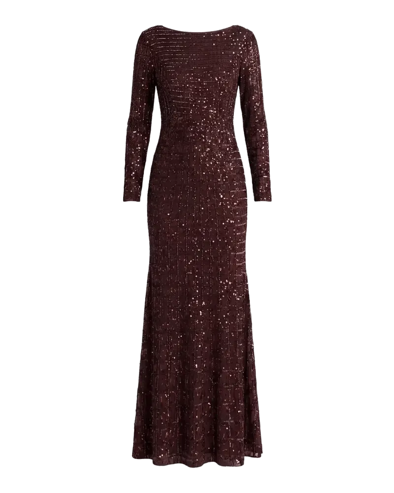 Grid Embellished A-Line Gown