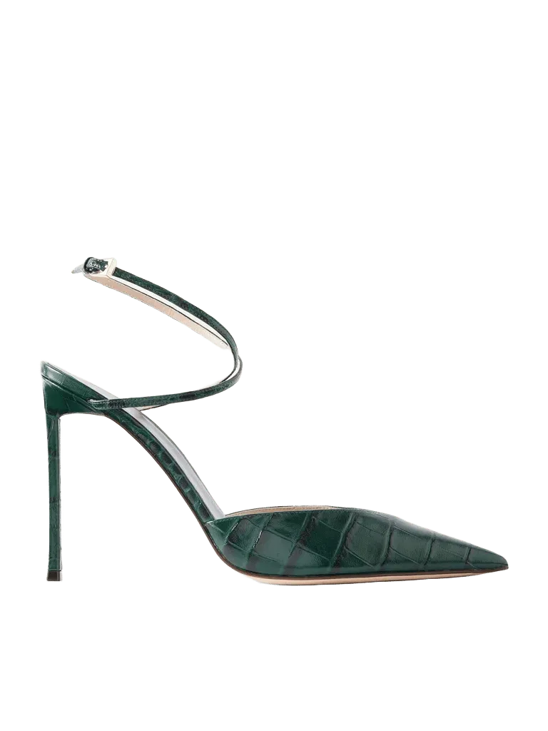 105 croc-effect leather pumps