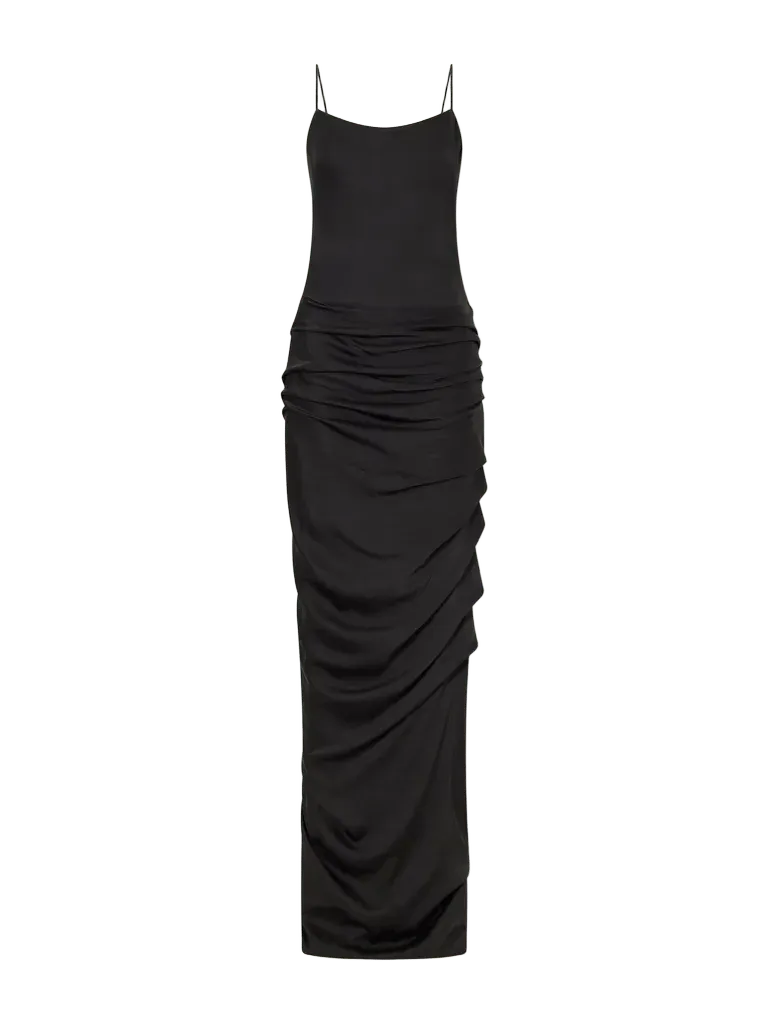 Draped satin gown