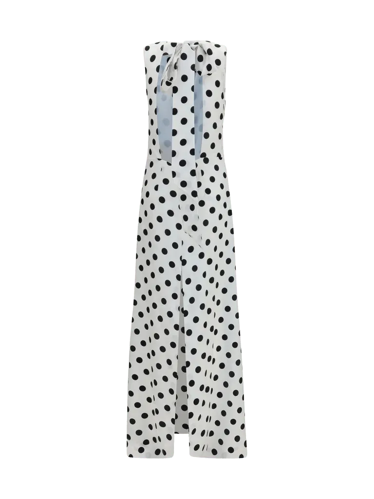 Sa Su Phi Polka-Dot Silk Column Dress — White