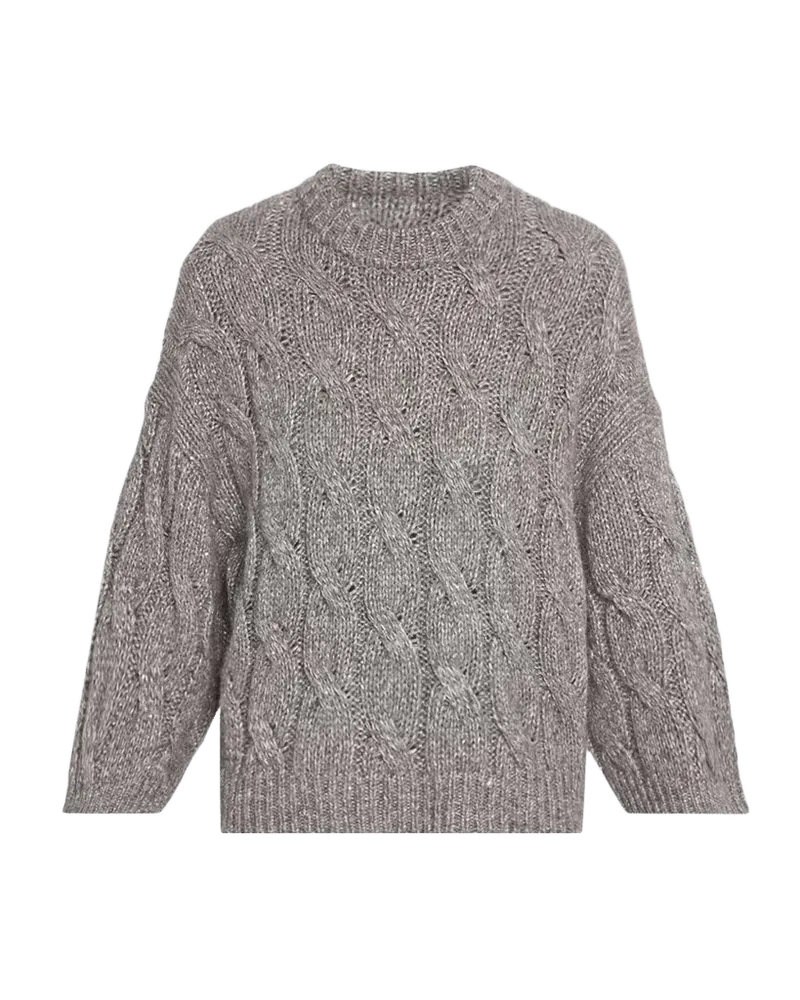 Crewneck Sequin Cable-Knit Sweater
