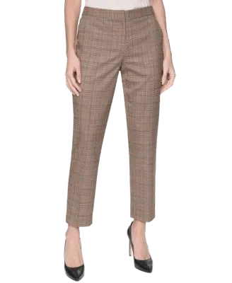 Women's Plaid Mid-Rise Ankle Pants
