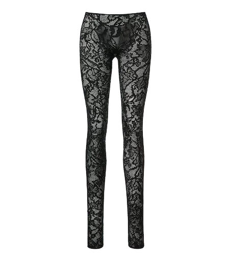 Embellished silk-blend lace leggings