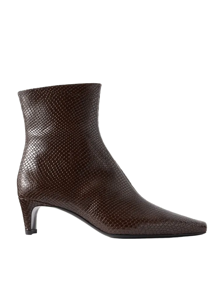Wally snake-effect leather ankle boots