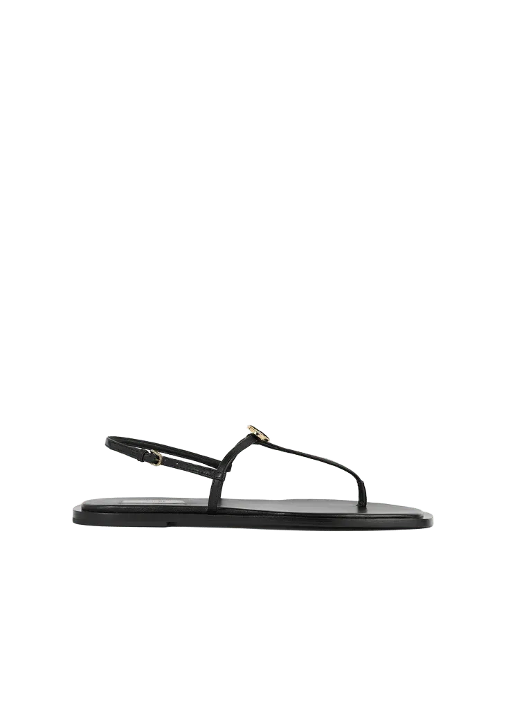 T-strap nappa sandals black