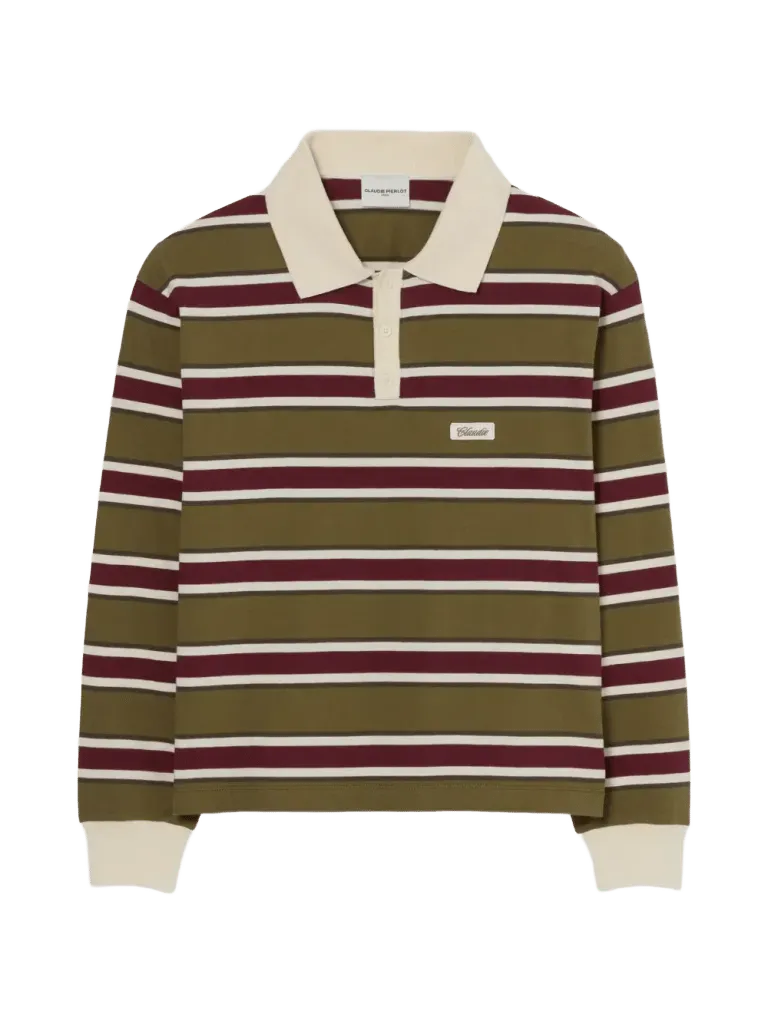 Claudie Pierlot striped long-sleeve polo shirt