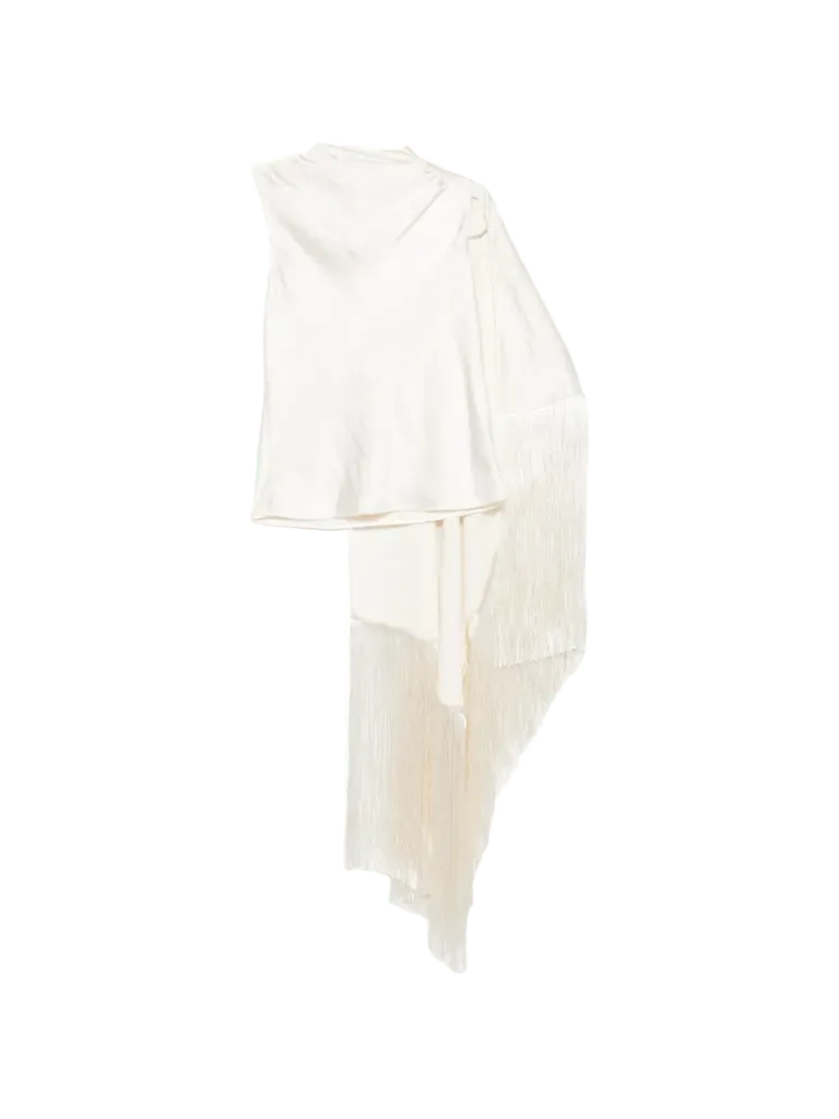 Self-Portrait fringe-trim asymmetric-panel top
