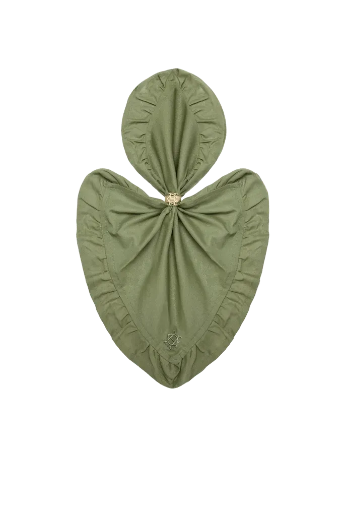 4pc Frilled Napkin Set (Olive)