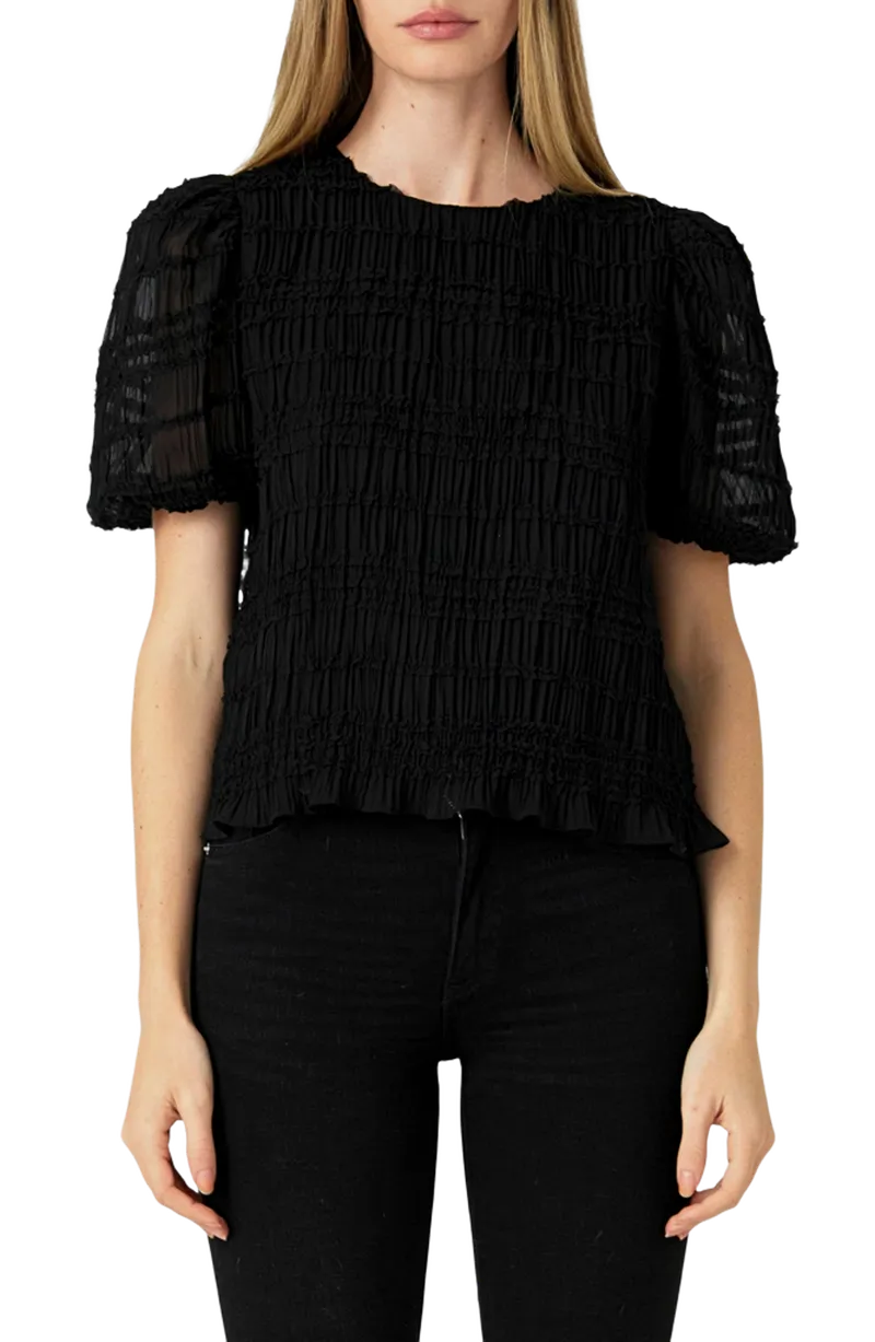 Smocked Puff Sleeve Top