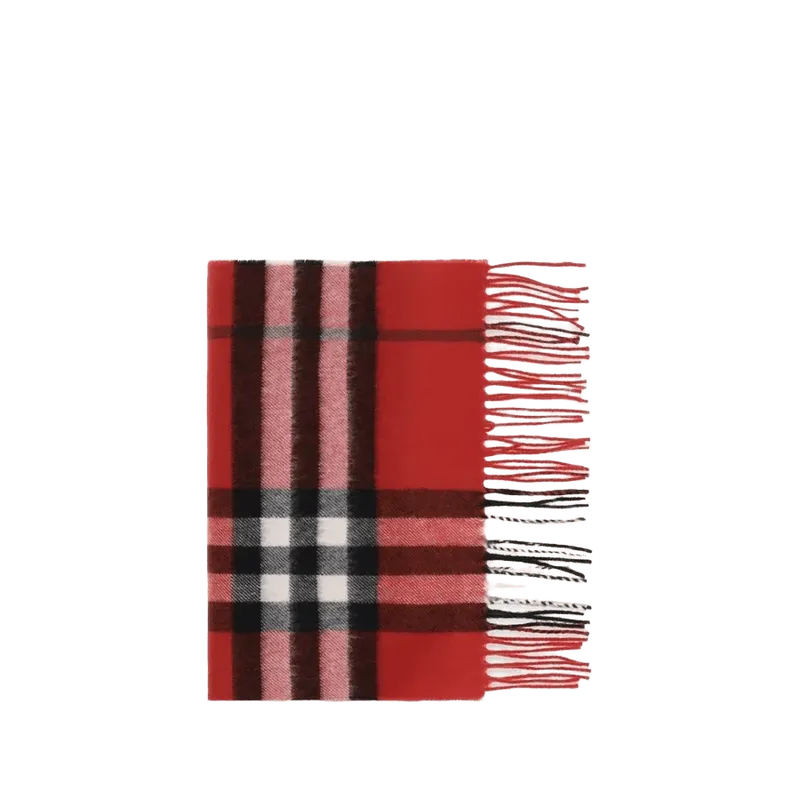 Burberry Check Cashmere Scarf — Red