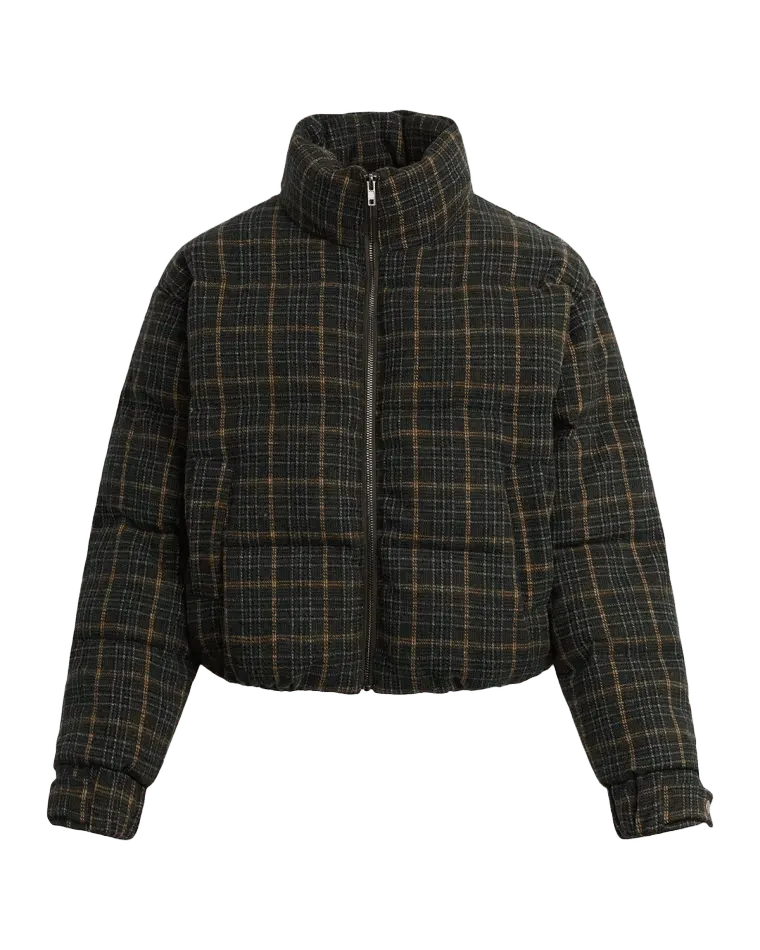 The Bruna Brushed Plaid Puffer Jacket