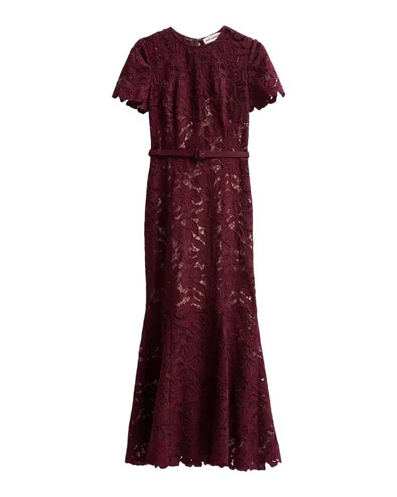 Lace Belted Midi Dress