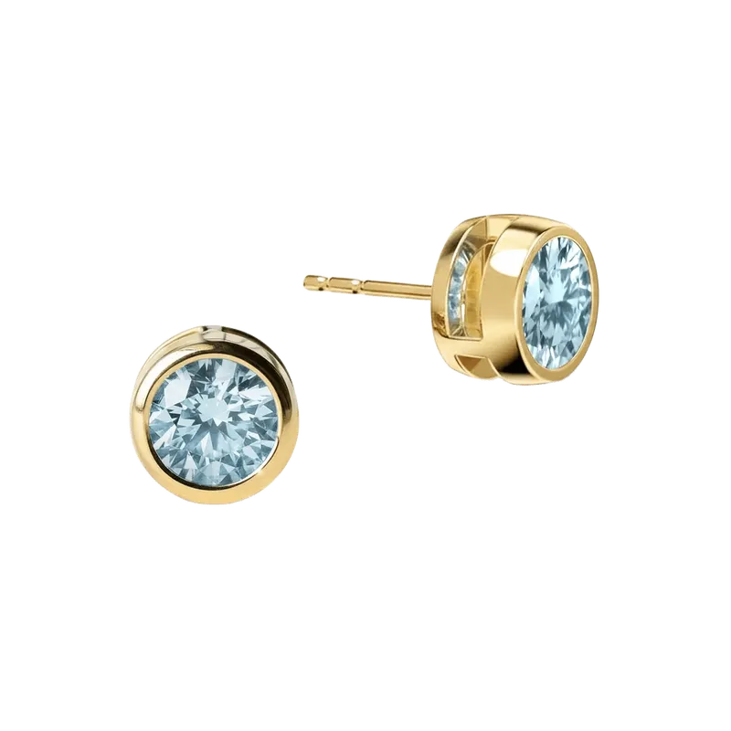 Jamestown Nantucket Blue Topaz Stud Earrings in 14k Gold (December)