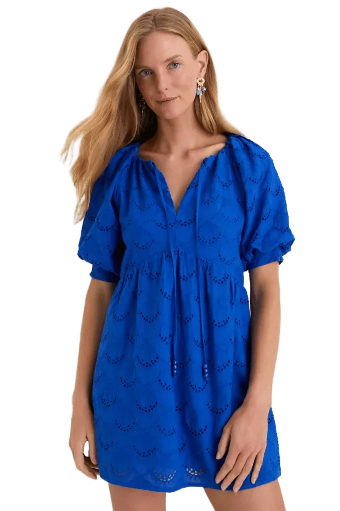 Royal Blue Eyelet Alexandra Mini Dress