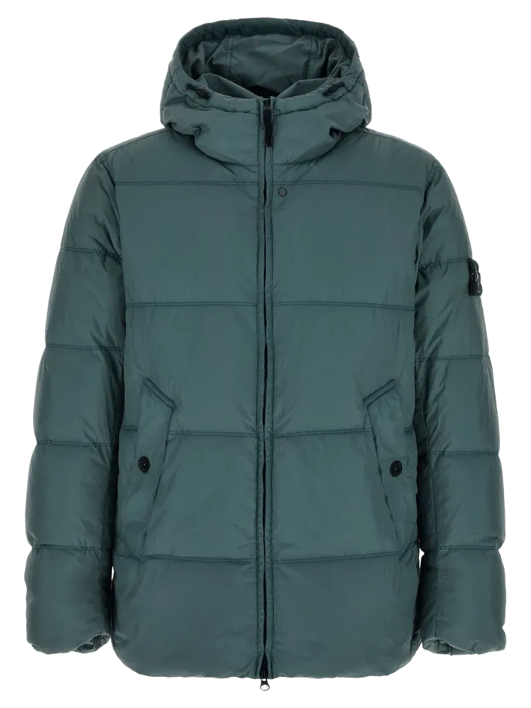 Stone Island Quilted Polyamide Down Jacket — Green